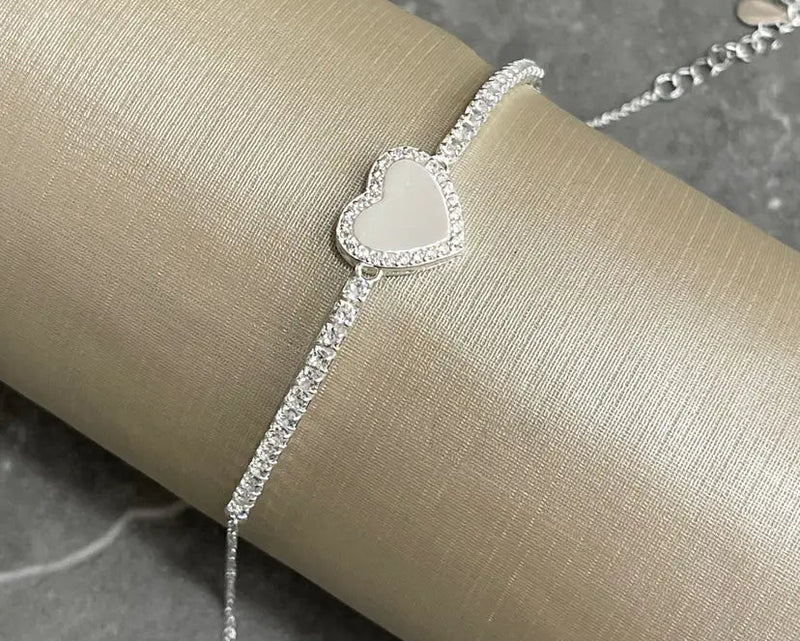 Pulseira Riviera com coração em prata