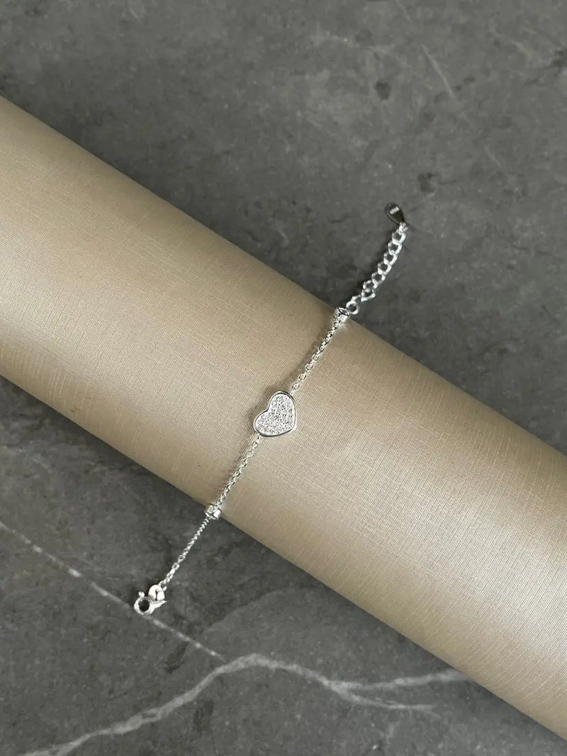 Pulseira coração cravejado c/ pontos de luz